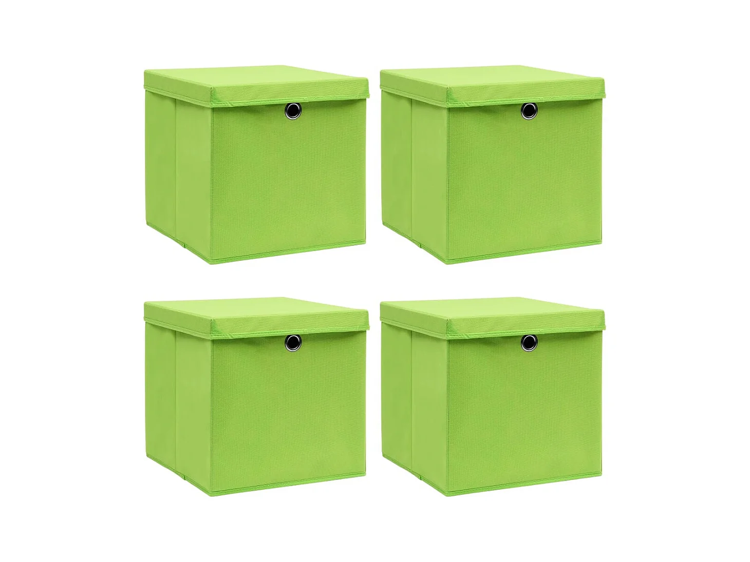 Boîtes de rangement avec couvercles 4 pcs Vert 32x32x32cm Tissu