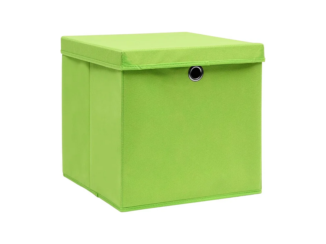 Boîtes de rangement avec couvercles 4 pcs Vert 32x32x32cm Tissu