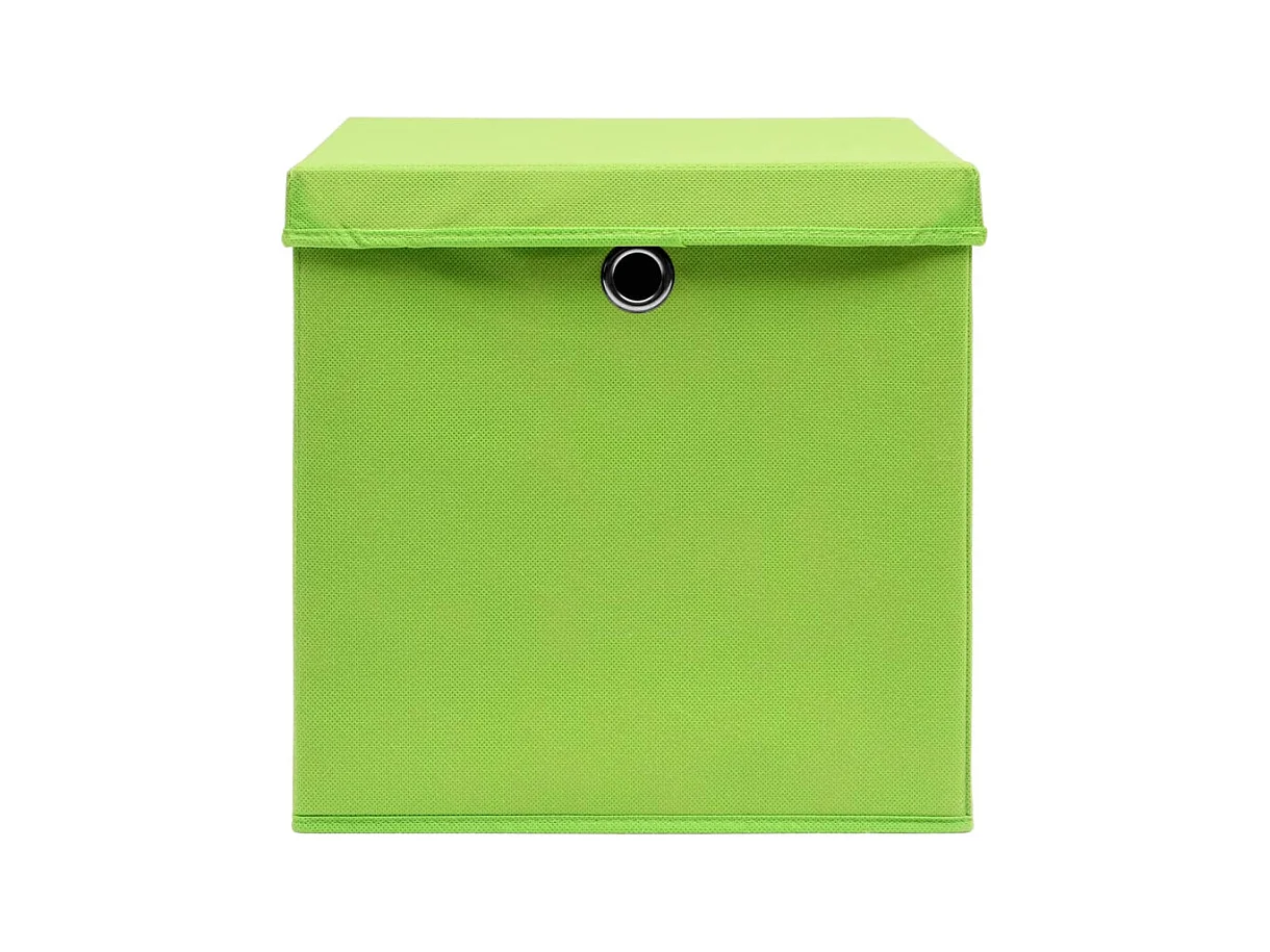 Boîtes de rangement avec couvercles 4 pcs Vert 32x32x32cm Tissu