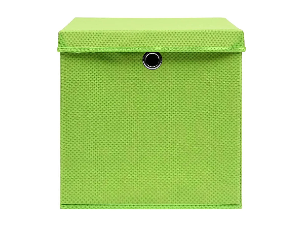 Conjunto de 4 Caixas de Arrumação com Tampa em Tecido Verde - 32x32x32 cm