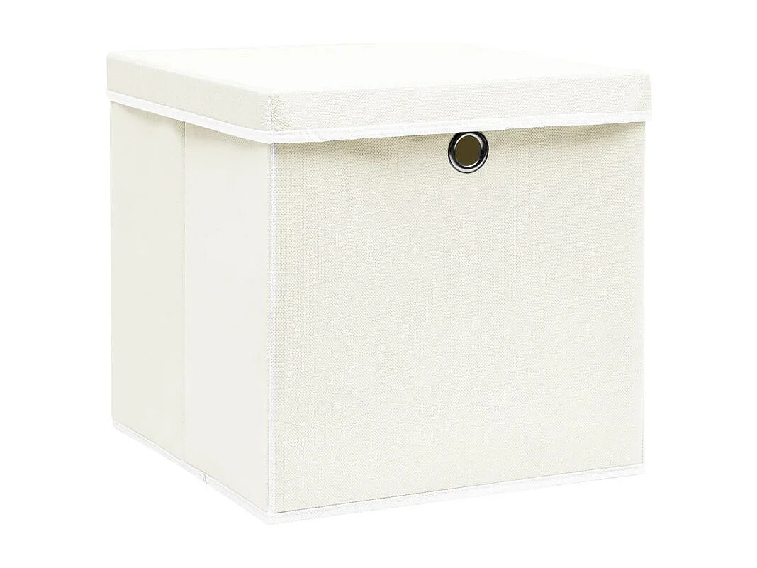 Boîtes de rangement avec couvercles 4pcs Blanc 32x32x32cm Tissu