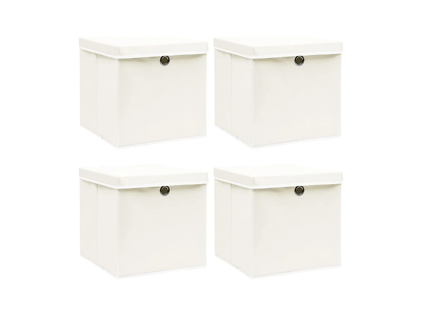 Boîtes de rangement avec couvercles 4pcs Blanc 32x32x32cm Tissu