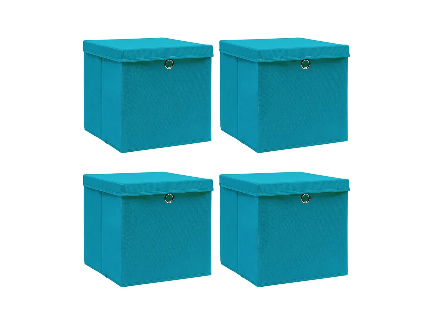 Boîtes de rangement et couvercles 4 pcs Bleu 32x32x32 cm Tissu