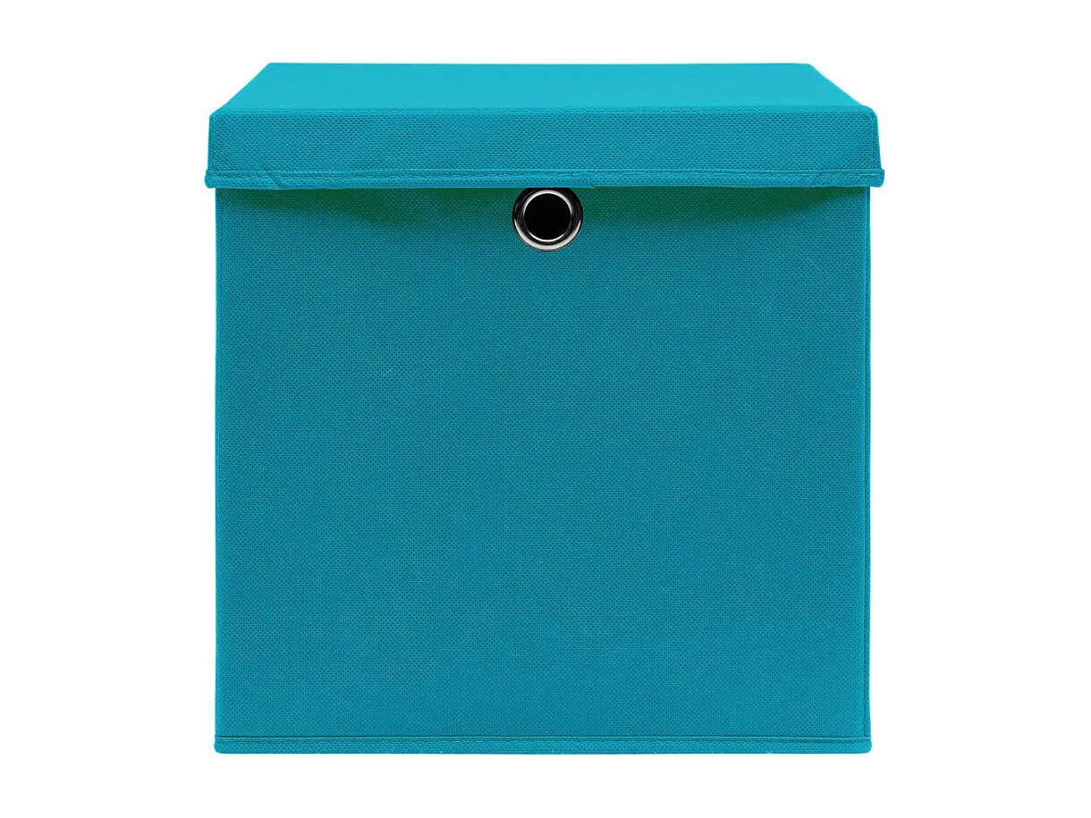 Conjunto de Caixas de Arrumação com Tampas em Tecido Azul-Bebé - 4 Peças 32x32x32cm