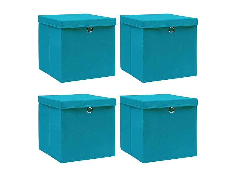 Aufbewahrungsboxen mit Deckeln 4 Stk. Babyblau 32x32x32cm Stoff