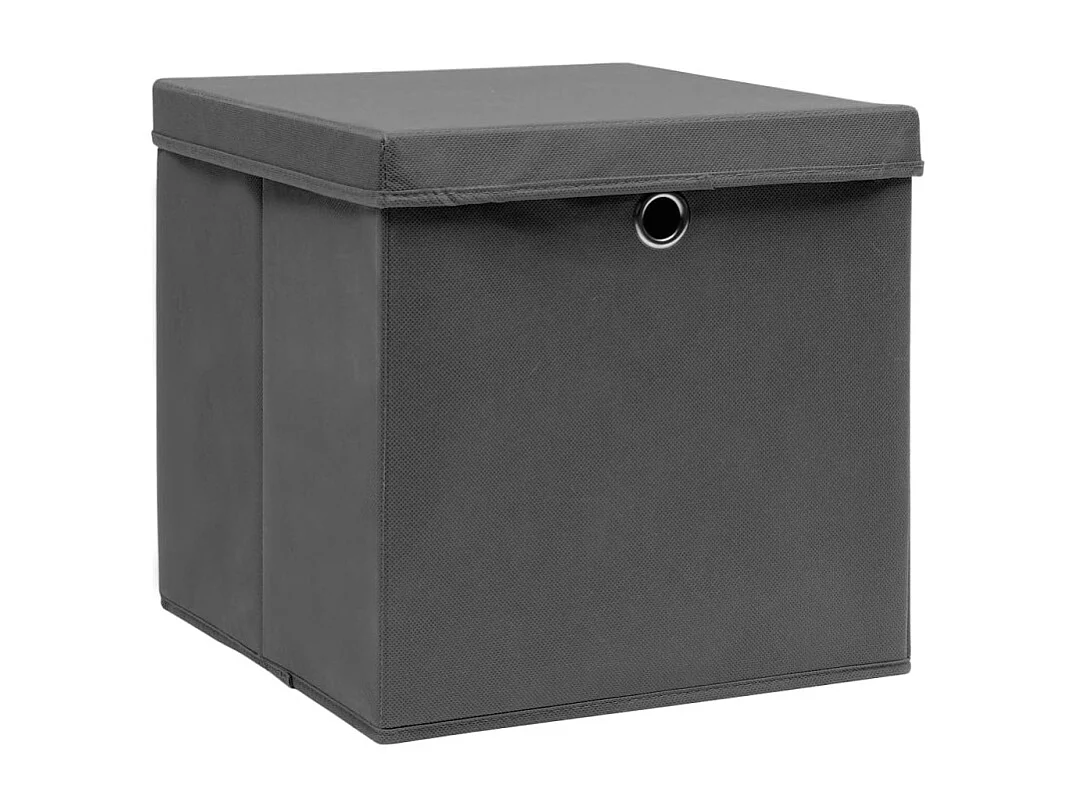 Boîtes de rangement avec couvercle 4 pcs Gris 32x32x32 cm Tissu