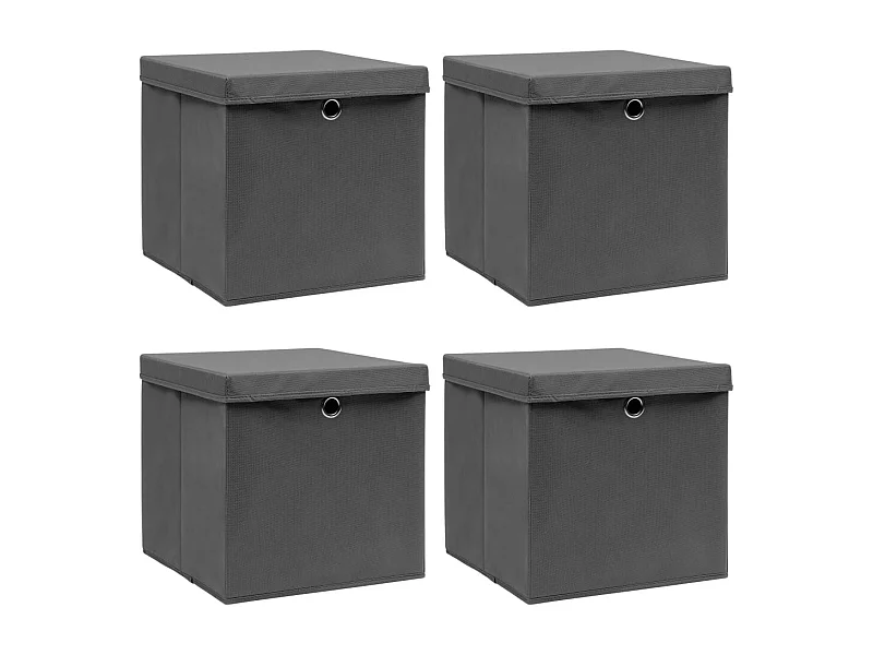 Aufbewahrungsboxen mit Deckeln 4 Stk. Grau 32x32x32 cm Stoff
