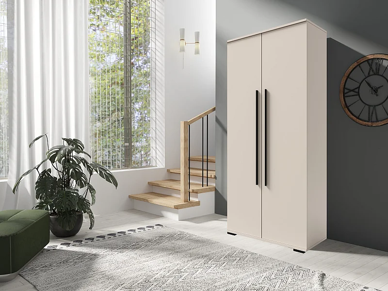 Tweepersoons kledingkast 80cm x 200cm KASJMIR | Planken + Kledingroede