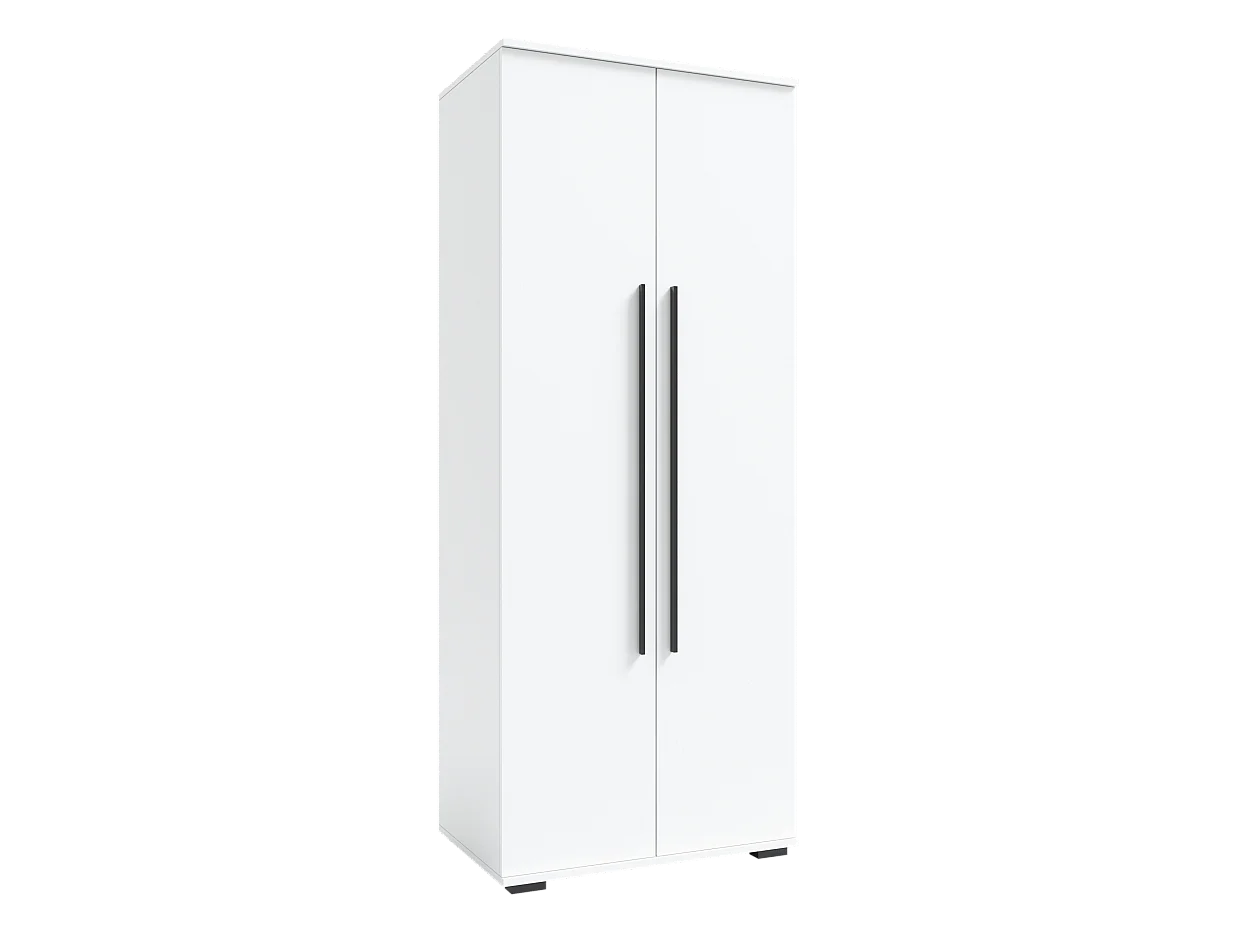 Tweepersoons kledingkast 80cm x 200cm WIT | Planken + Kledingroede