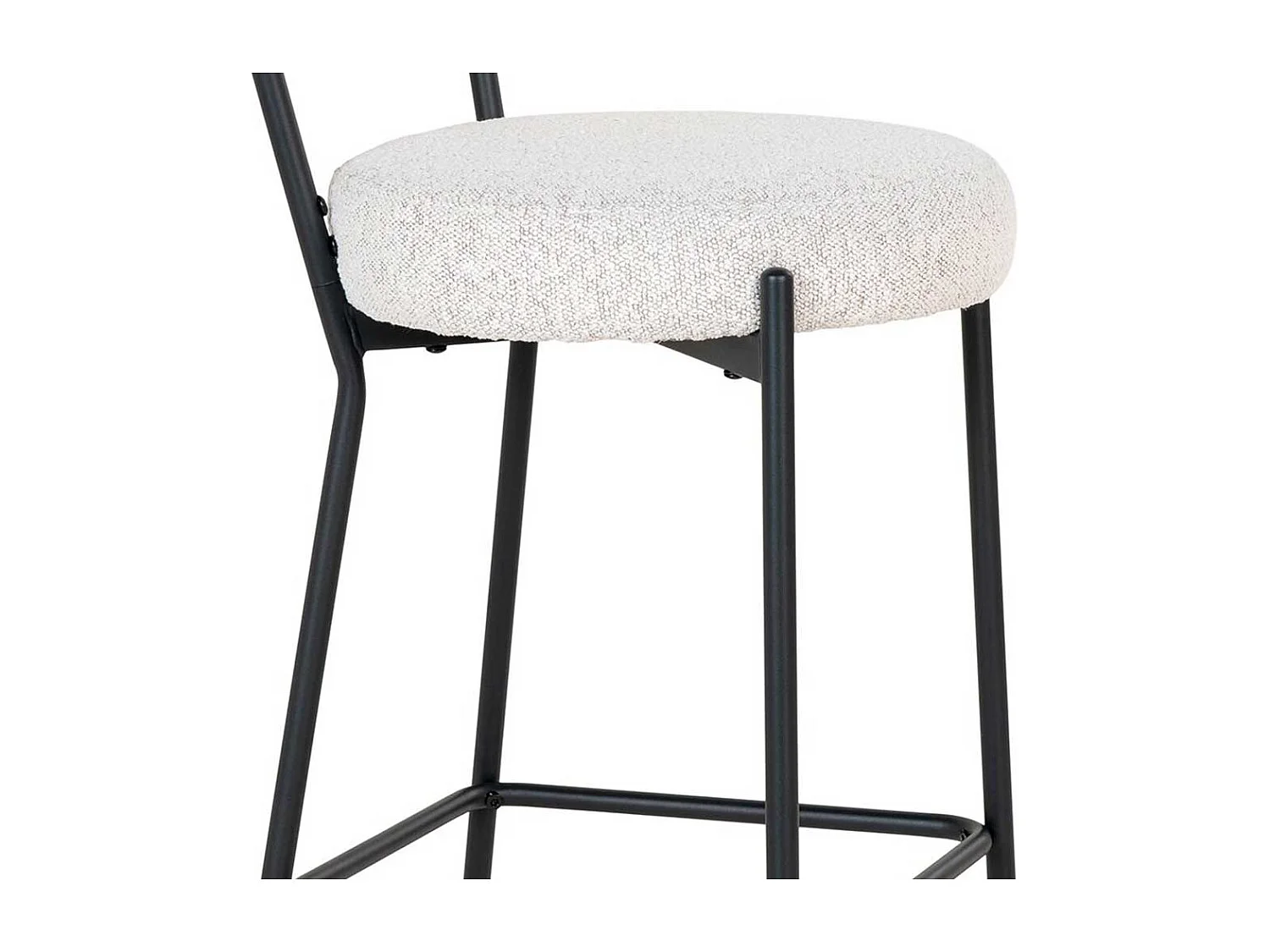 Barstuhl Hochhocher aus Boucle Stoff mit Vierfußgestell aus Metall