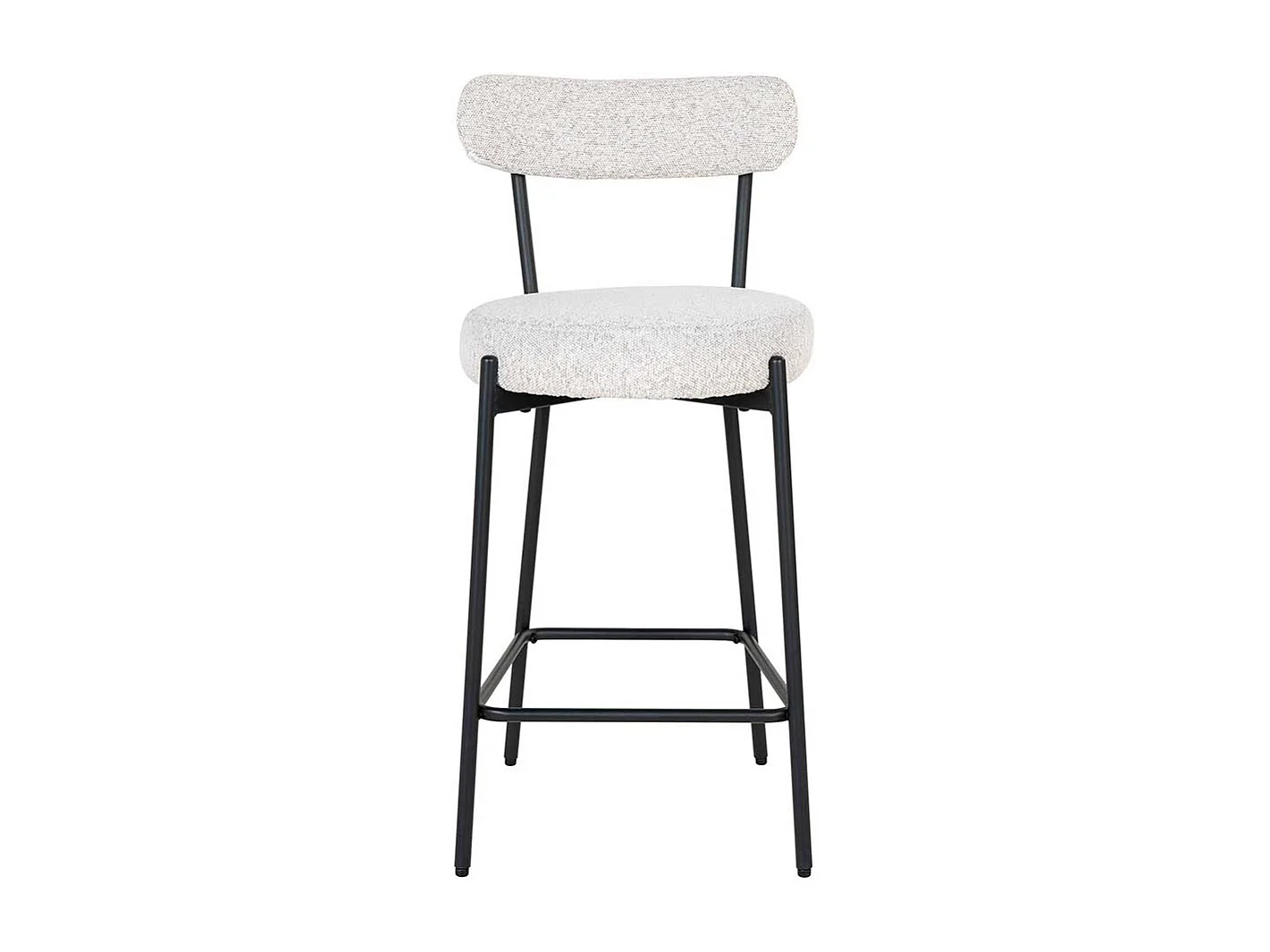 Barstuhl Hochhocher aus Boucle Stoff mit Vierfußgestell aus Metall