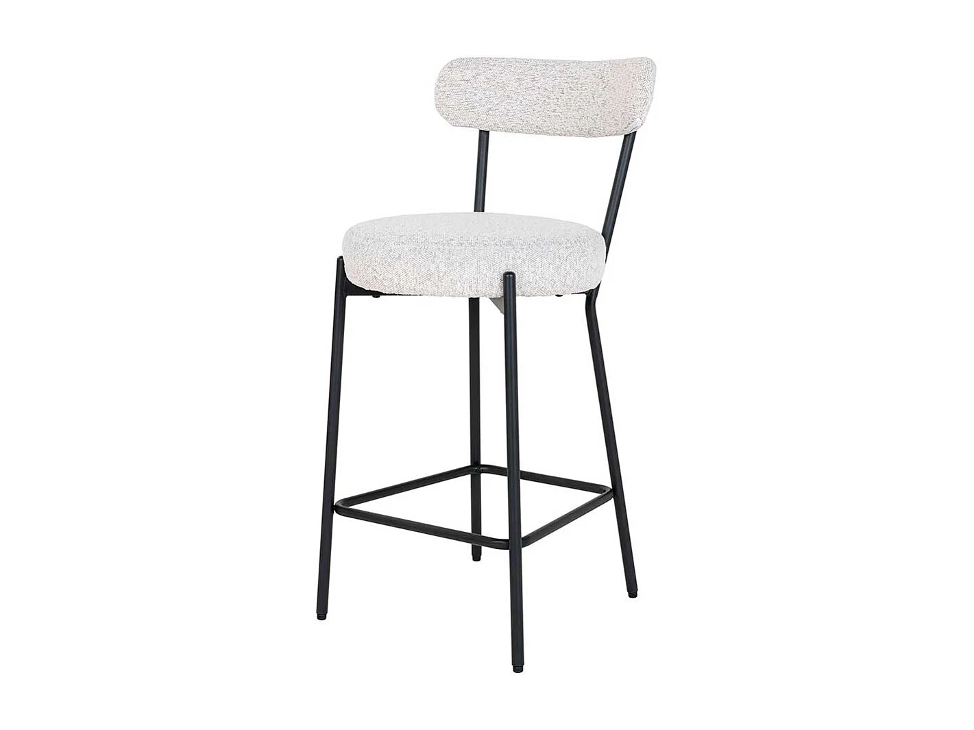 Barstuhl Hochhocher aus Boucle Stoff mit Vierfußgestell aus Metall