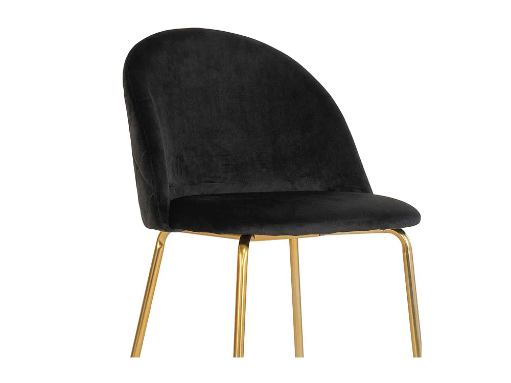 Barstuehle in Schwarz Samt Fußgestell aus Metall (2er Set)