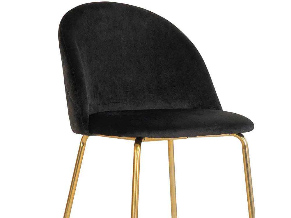 Barstuehle in Schwarz Samt Fußgestell aus Metall (2er Set)