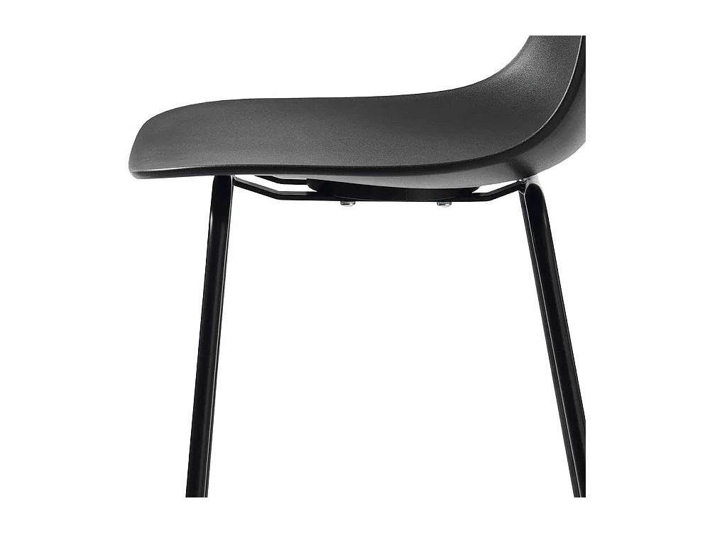 Barhocker in Schwarz Kunststoff Lehne (2er Set)