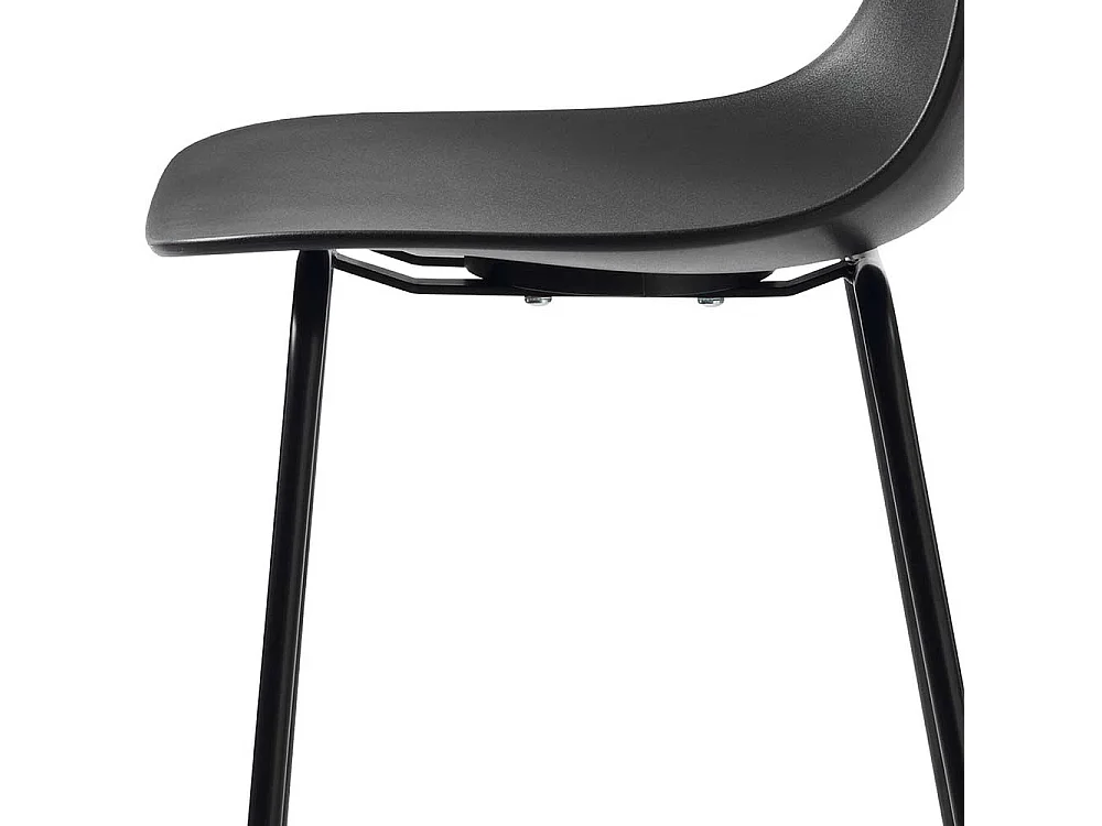 Barhocker in Schwarz Kunststoff Lehne (2er Set)