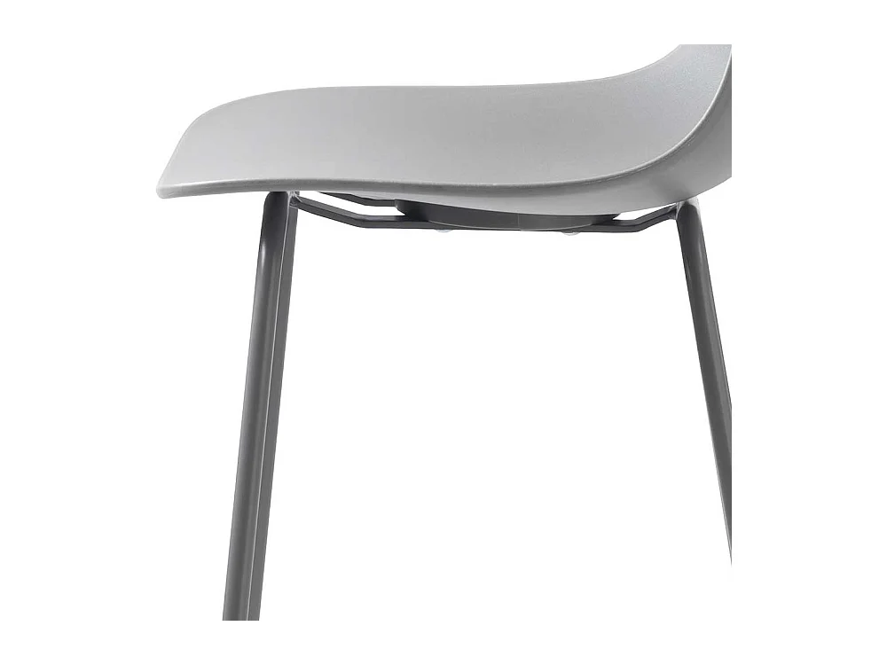 Kunststoff Barstühle in Grau 4-Fuß Gestell aus Metall (2er Set)