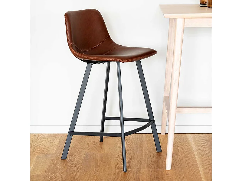 Tresenstühle in Braun Kunstleder Loft Design (2er Set)