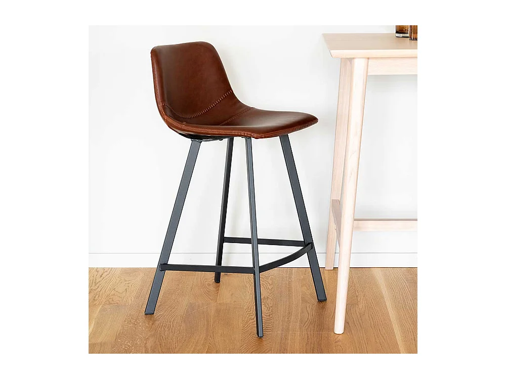 Tresenstühle in Braun Kunstleder Loft Design (2er Set)