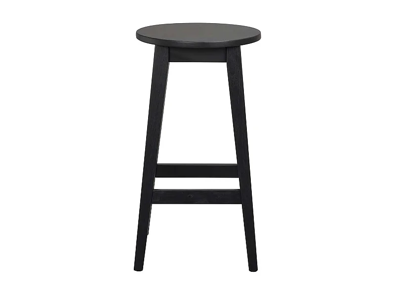 Runde Barhocker aus Eiche Massivholz schwarz lackiert (2er Set)