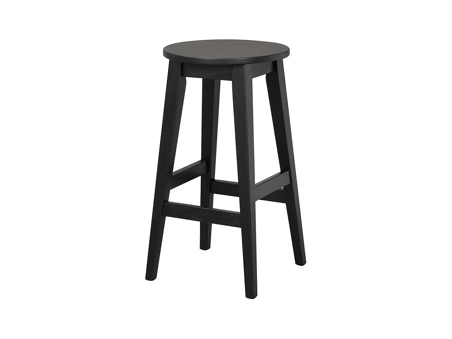 Runde Barhocker aus Eiche Massivholz schwarz lackiert (2er Set)
