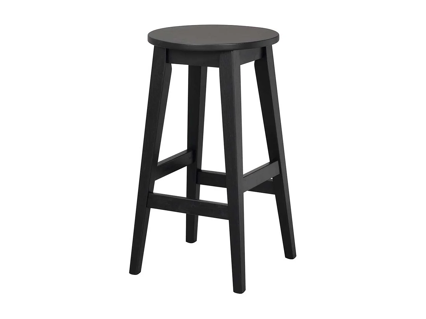 Runde Barhocker aus Eiche Massivholz schwarz lackiert (2er Set)
