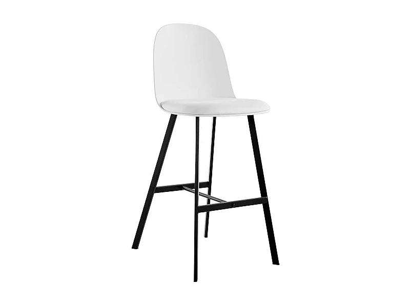 Hochhocker in Weiß und Schwarz Vierfußgestell aus Metall (2er Set)
