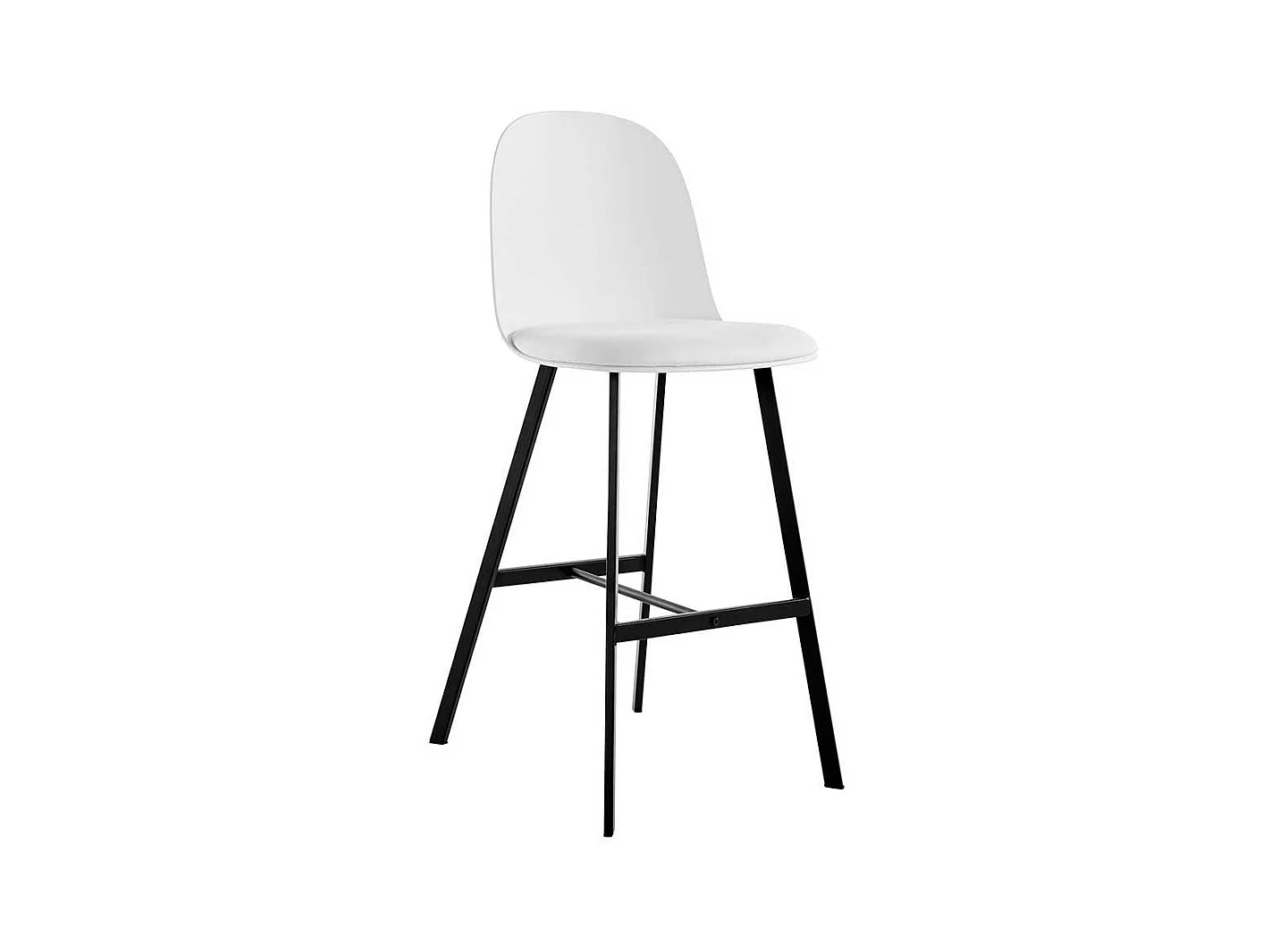 Hochhocker in Weiß und Schwarz Vierfußgestell aus Metall (2er Set)