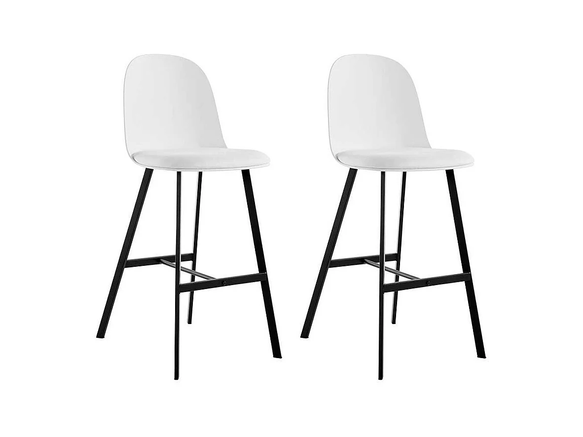 Hochhocker in Weiß und Schwarz Vierfußgestell aus Metall (2er Set)