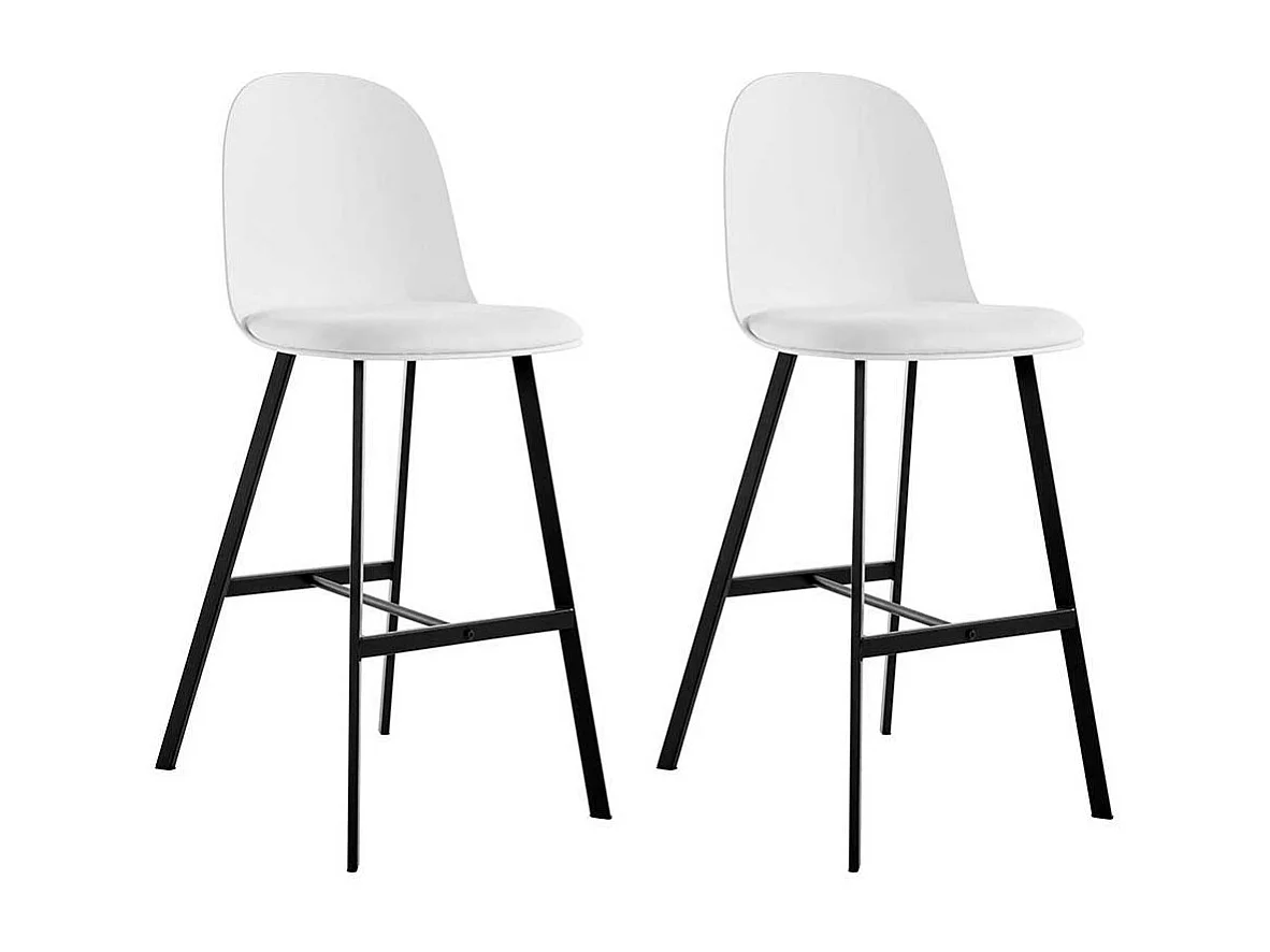 Hochhocker in Weiß und Schwarz Vierfußgestell aus Metall (2er Set)