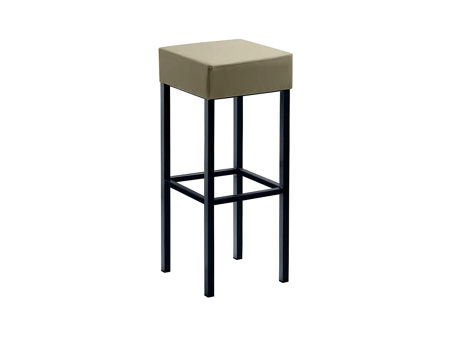 Moderner Barhocker in Taupe und Schwarz Vierfußgestell aus Metall