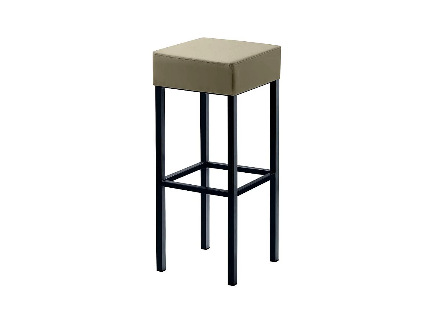 Moderner Barhocker in Taupe und Schwarz Vierfußgestell aus Metall