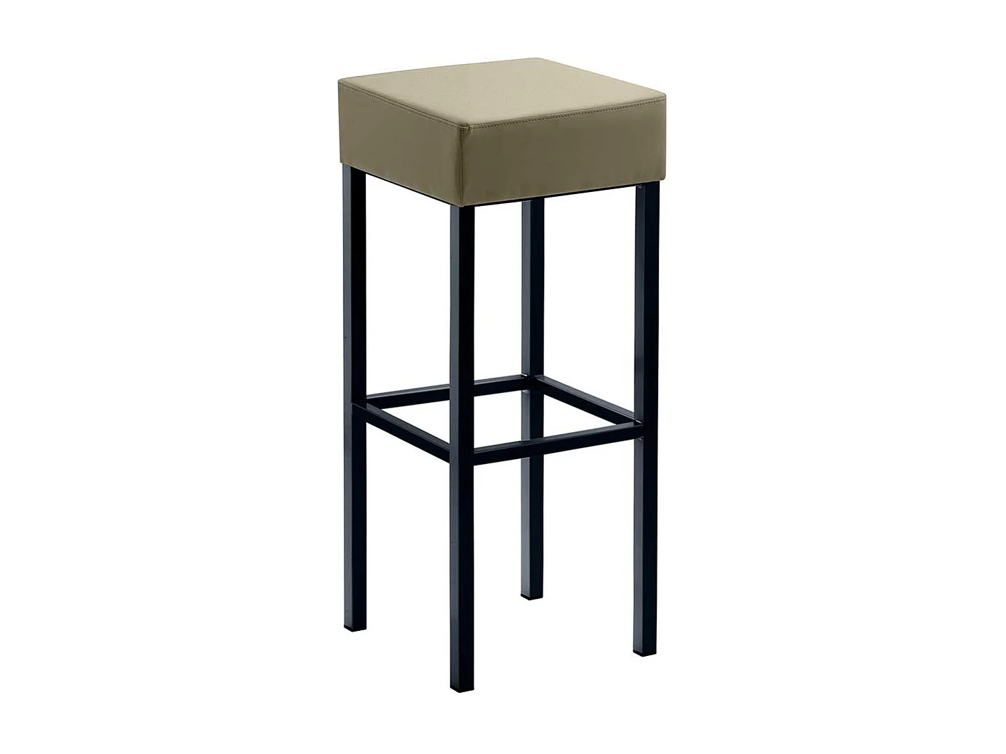 Moderner Barhocker in Taupe und Schwarz Vierfußgestell aus Metall