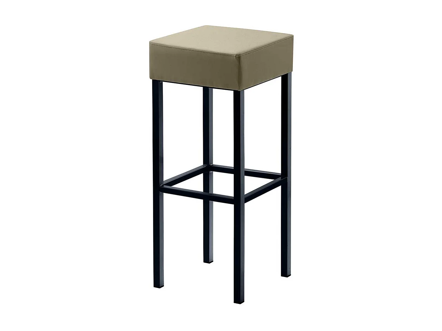 Moderner Barhocker in Taupe und Schwarz Vierfußgestell aus Metall