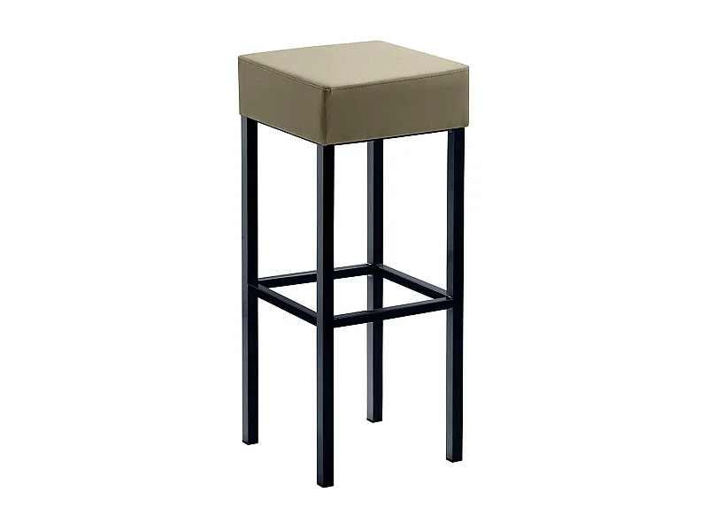 Moderner Barhocker in Taupe und Schwarz Vierfußgestell aus Metall