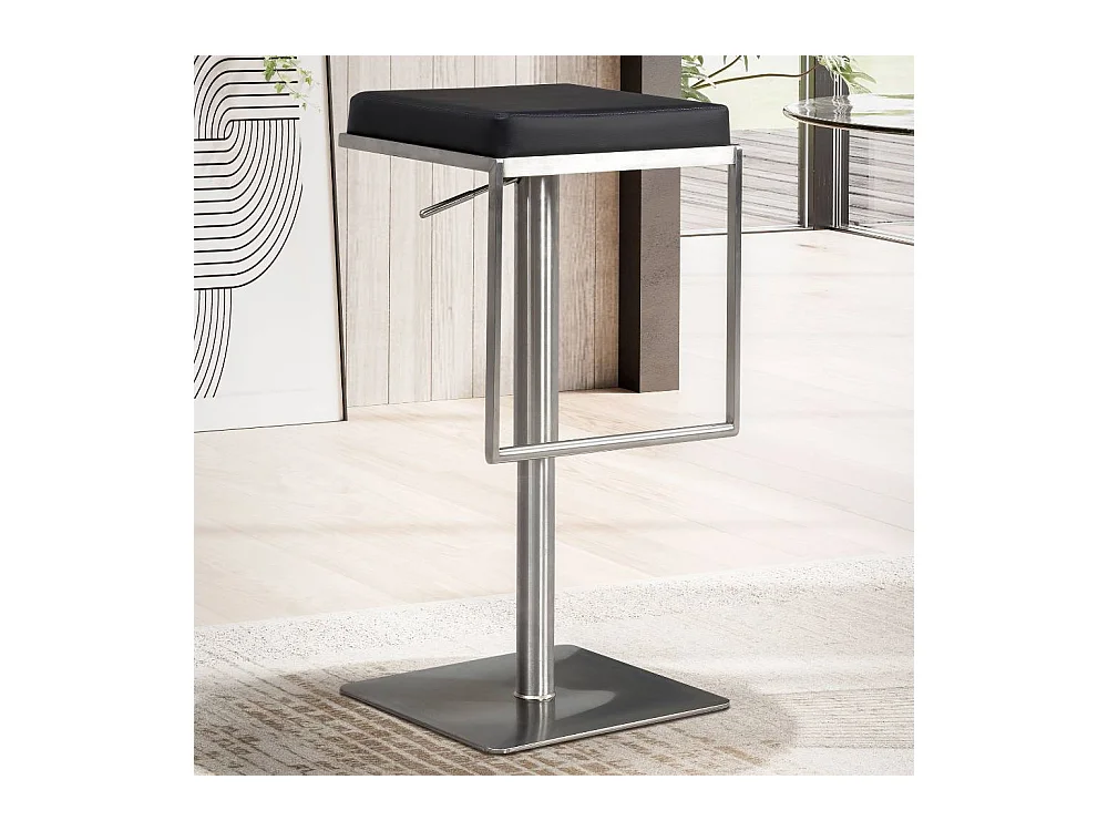 Barhocker Barstuhl in Silberfarben mit Fußgestell aus Metall