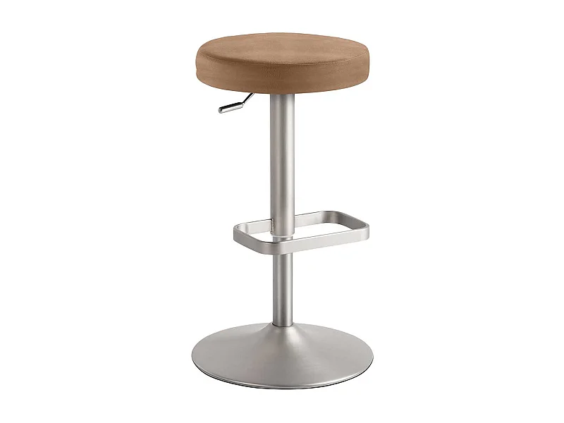 Designbarhocker in Hellbraun Chrom matt