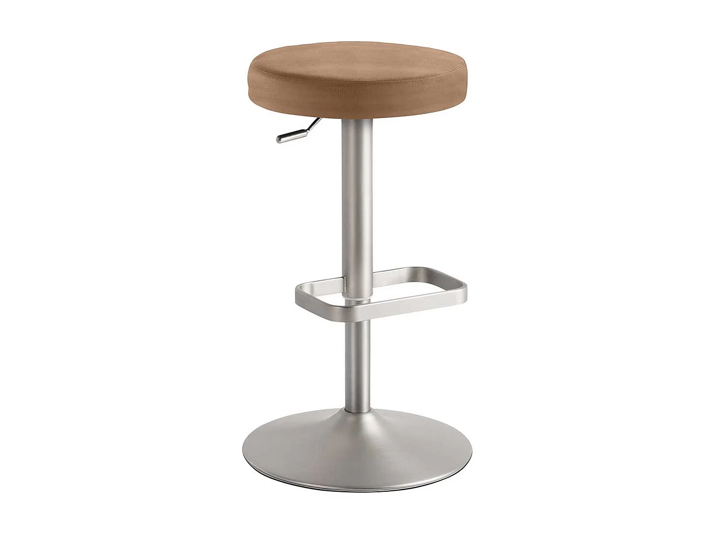 Designbarhocker in Hellbraun Chrom matt