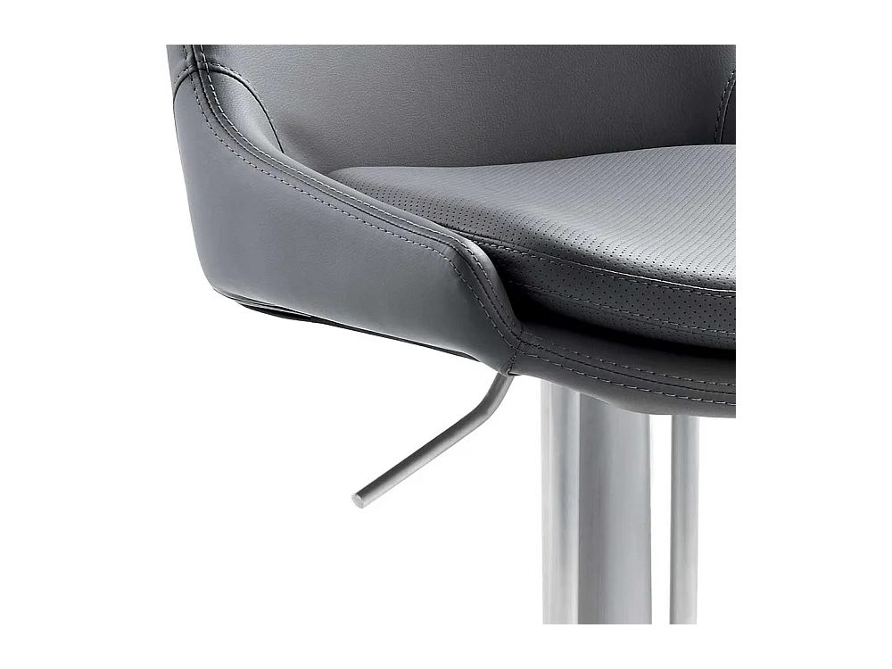 Grauer Tresenstuhl aus Kunstleder Edelstahl