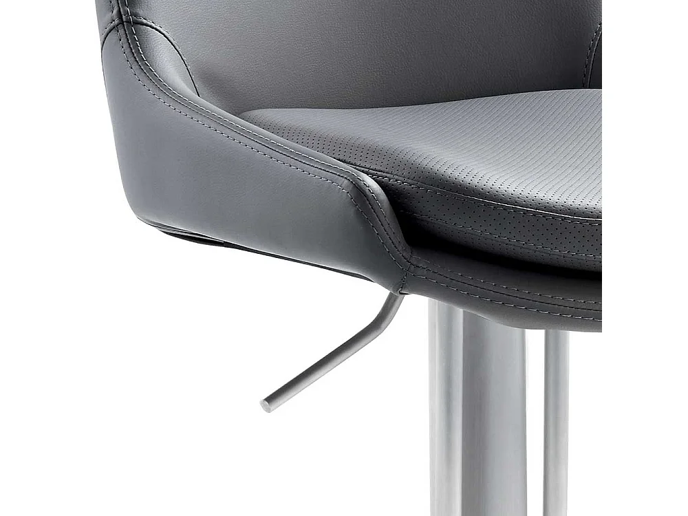 Grauer Tresenstuhl aus Kunstleder Edelstahl