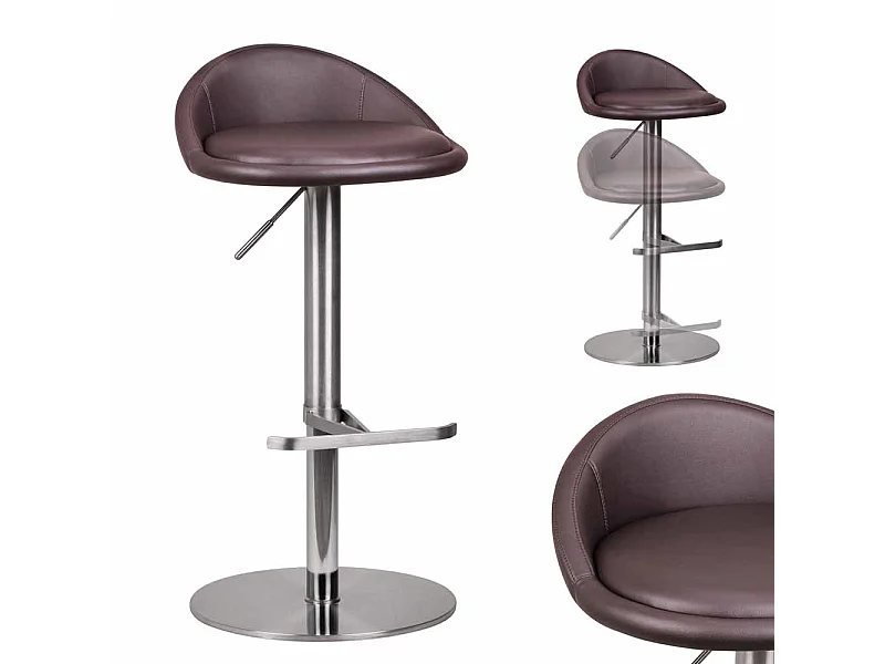 Barhocker in Braun Kunstleder höhenverstellbar