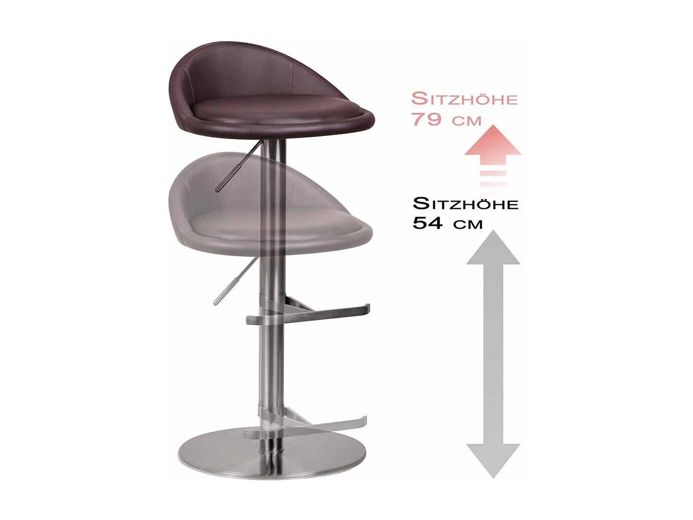 Barhocker in Braun Kunstleder höhenverstellbar