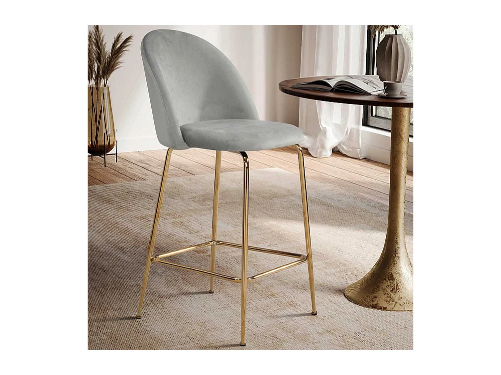 Barhocker Set Hochhocker in Grau und Goldfarben (2er Set)