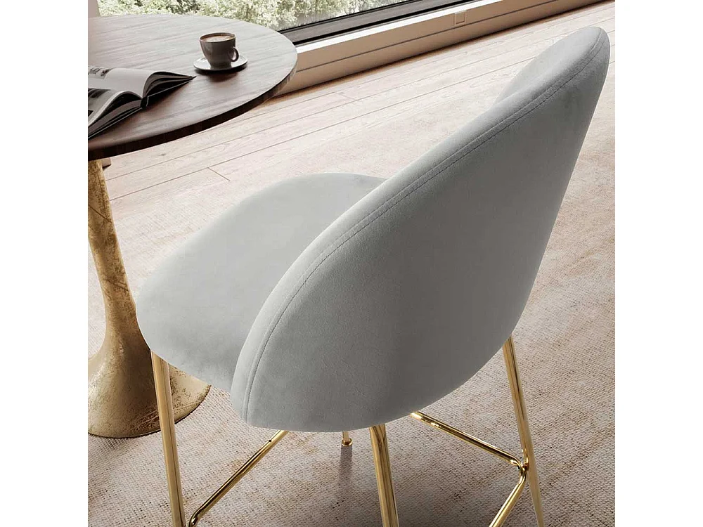 Barhocker Set Hochhocker in Grau und Goldfarben (2er Set)