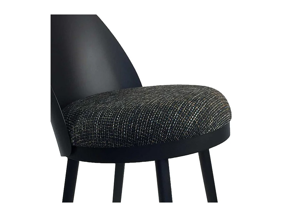 Retro Barstuhl in Schwarz Webstoffbezug