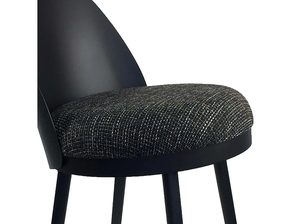 Retro Barstuhl in Schwarz Webstoffbezug