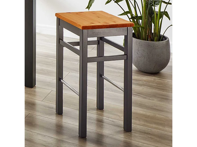 Hoher Hocker Bar aus Kiefer Massivholz Landhaus Stil