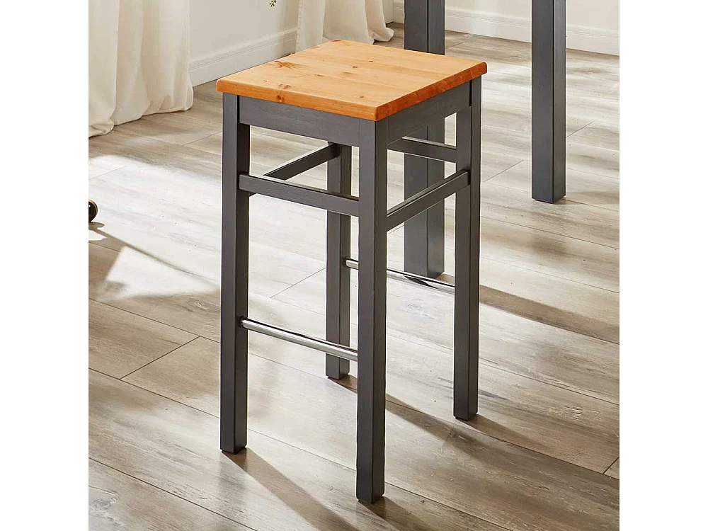 Hoher Hocker Bar aus Kiefer Massivholz Landhaus Stil