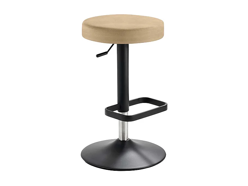 Barhocker drehbar in Beige Microfaser Tellerfuß aus Stahl
