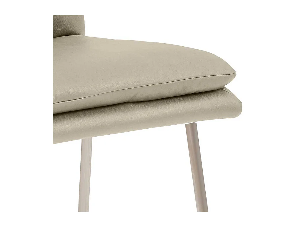 Kuechenhocker in Taupe Microfaser Gestell Edelstahl gebürstet